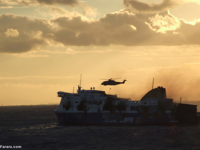 (تصاویر) آتش سوزی کشتی مسافری ایتالیا