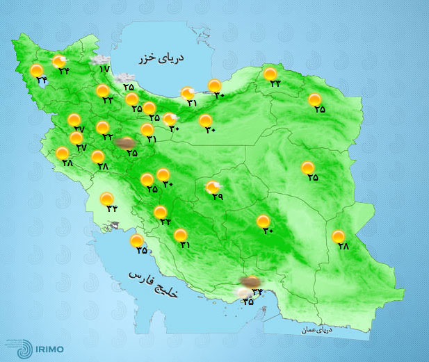 پیش‌بینی وضعیت آب و هوای تهران فردا سه‌شنبه ۲۶ مرداد /////۱۴۰۰