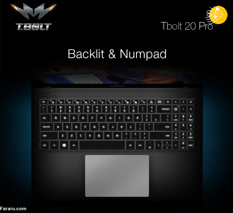 Tbolt 20 Pro؛ یک لپ تاپ گمنام با مشخصات پرچمدار
