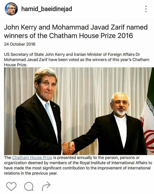 پست اینستاگرامی بعیدی نژاد برای جایزه ظریف پست اینستاگرامی بعیدی نژاد برای جایزه ظریف