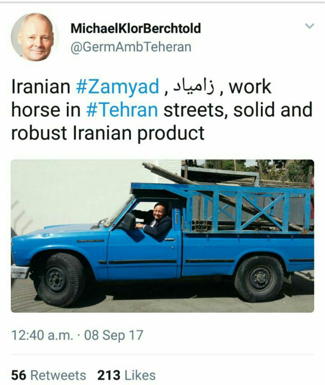 سفیر آلمان سوار بر ماشین خاطرهانگیز ایرانیها سفیر آلمان سوار بر ماشین خاطرهانگیز ایرانیها