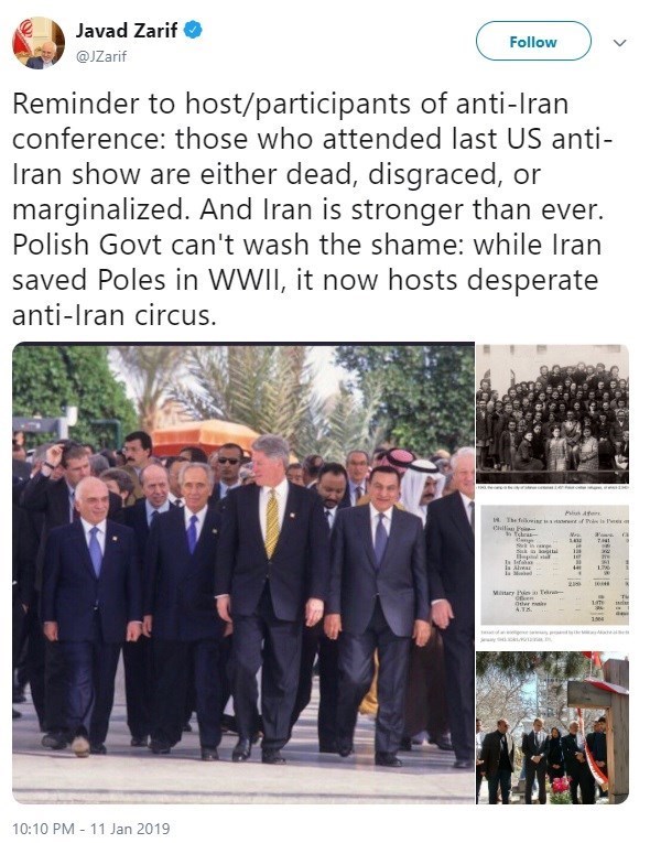 واکنش ظریف به کنفرانس ضد ایرانی: دولت لهستان شرم کند واکنش ظریف به کنفرانس ضد ایرانی: دولت لهستان شرم کند