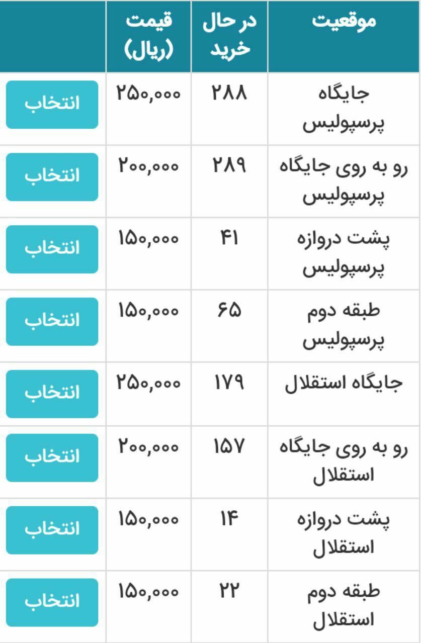 (عکس) قیمت بلیتهای دربی ۸۹ پایتخت چقدر است؟ (عکس) قیمت بلیتهای دربی ۸۹ پایتخت چقدر است؟