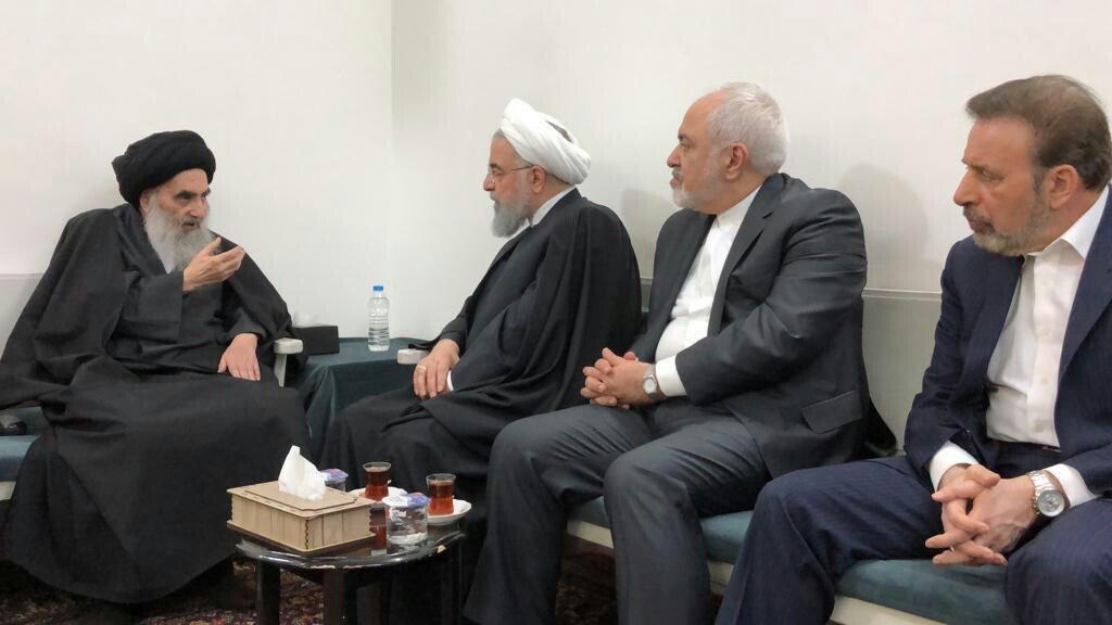 (تصاویر) لحظه خروج روحانی از بیت آیت‌الله سیستانی