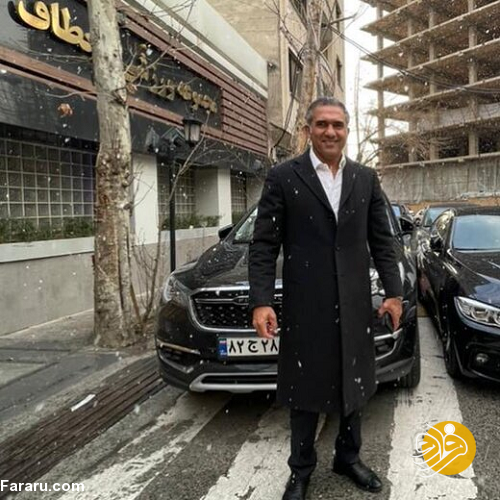 تیپ خاص احمدرضا عابدزاده در روز برفی تهران