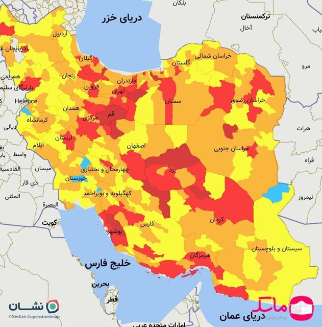 آخرین رنگ‌بندی کرونایی شهرها؛ ۷۷ شهر قرمز شدند