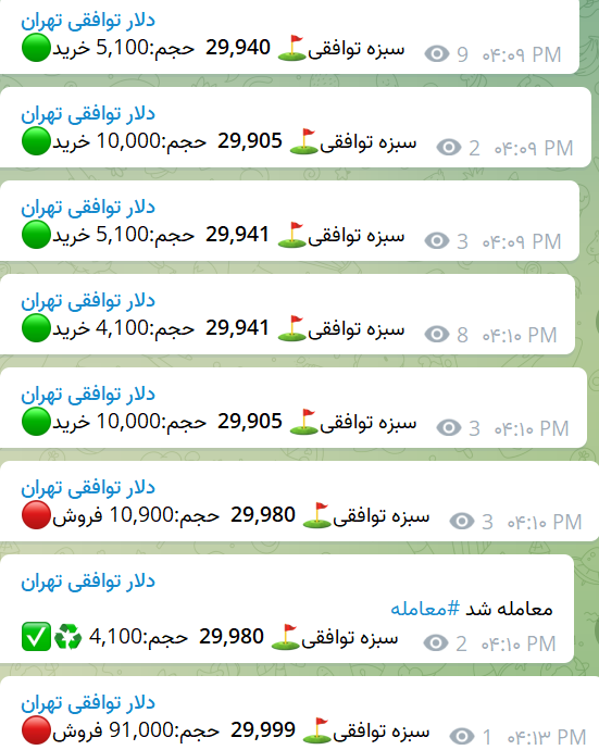 قیمت دلار توافقی به کمتر از ۳۰ هزار تومان رسید