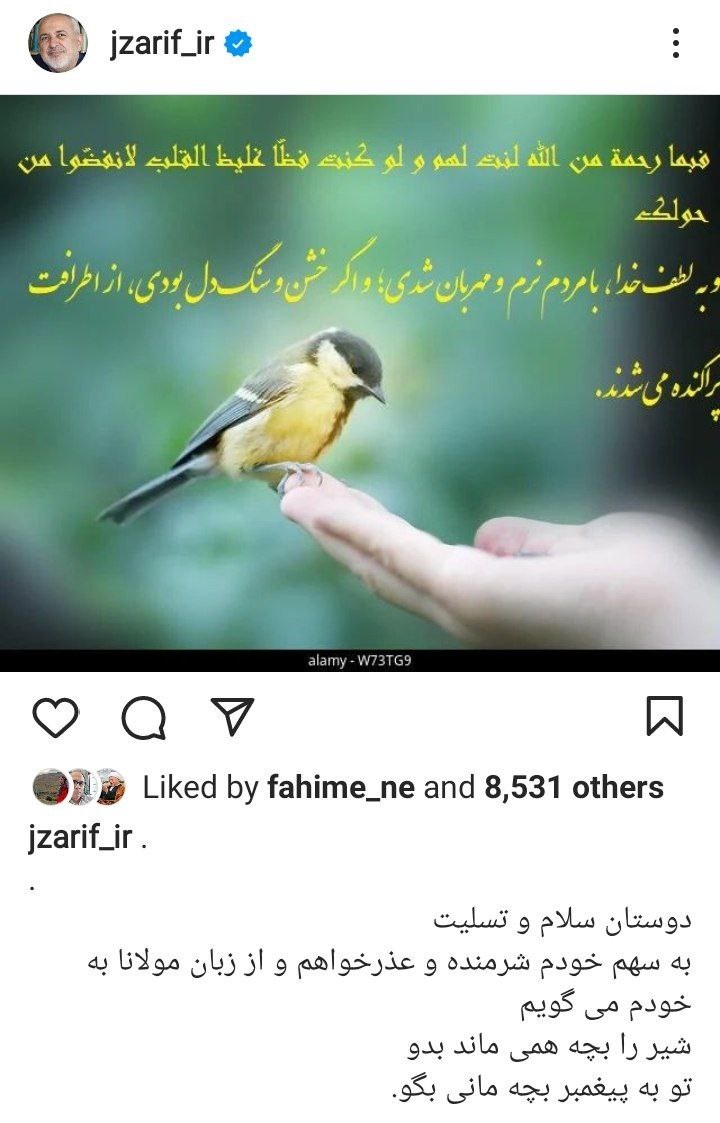 پیام تسلیت ظریف برای درگذشت مهسا امینی