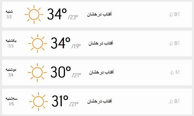 دمای هوای تهران 