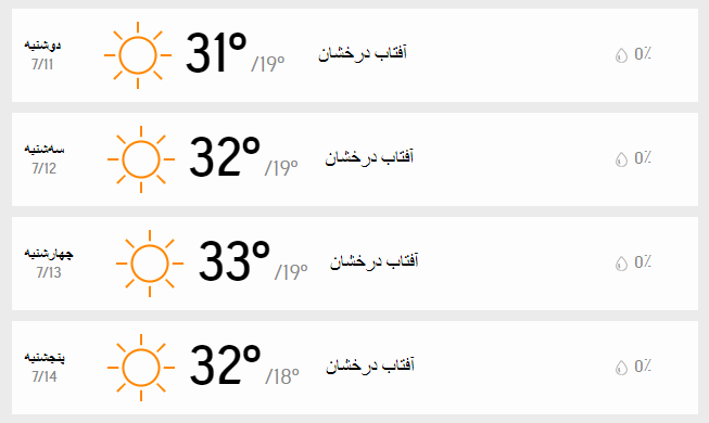دمای هوای تهران