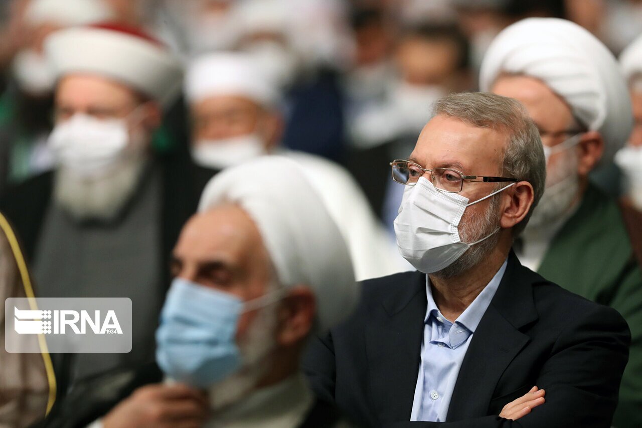 تصاویر روحانی، ناطق‌نوری، لاریجانی و جهانگیری در دیدار با رهبری