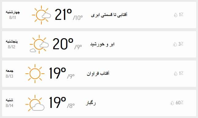 دمای هوای تهران