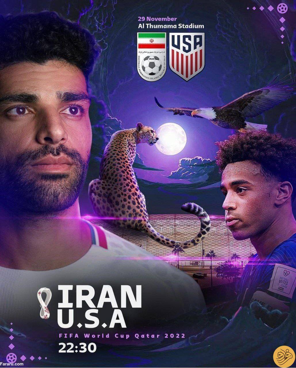 (عکس) پوستر رسمی بازی ایران و امریکا؛ یوزها در جدال با عقاب