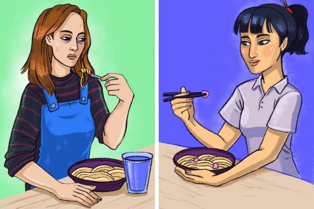 چرا مردم ژاپن همزمان با خوردن غذا آب نمی‌نوشند؟