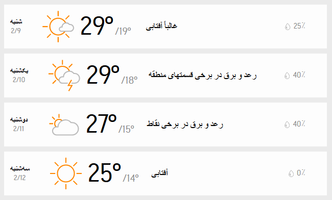 دمای هوای تهران