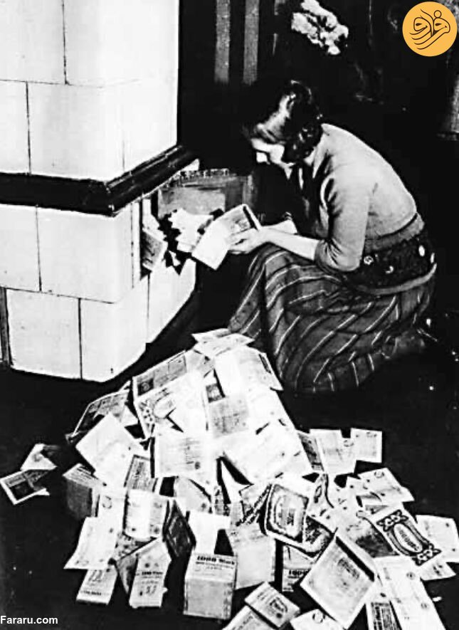 تصاویری عجیب از ابرتورم آلمان؛ یک قرص نان به قیمت هزار میلیارد مارک!