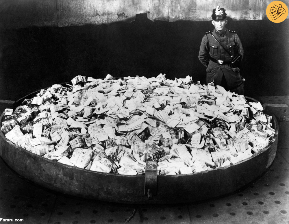 تصاویری عجیب از ابرتورم آلمان؛ یک قرص نان به قیمت هزار میلیارد مارک!