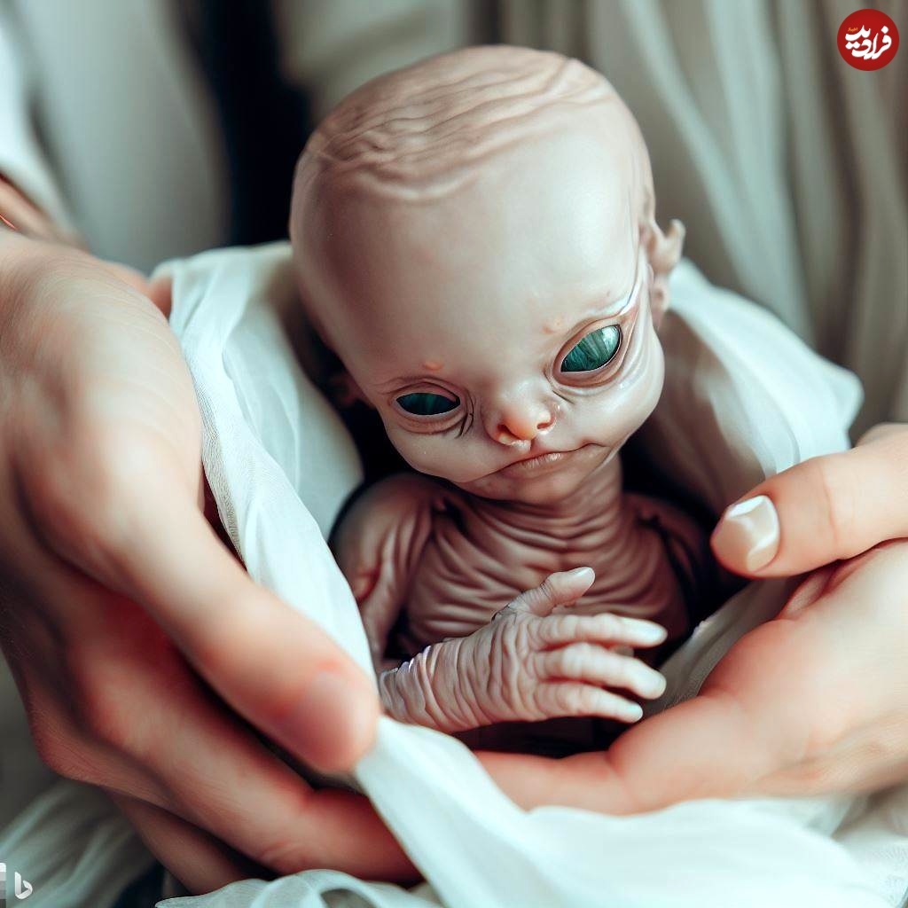 (تصاویر) نوزاد حاصل از ازدواج یک انسان و یک آدم فضایی چه شکلی خواهد بود؟