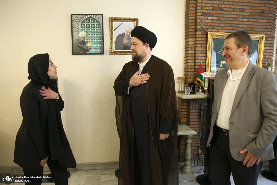 پوشش جنجالی سفیر فلسطین در ایران در دیدار با سیدحسن خمینی