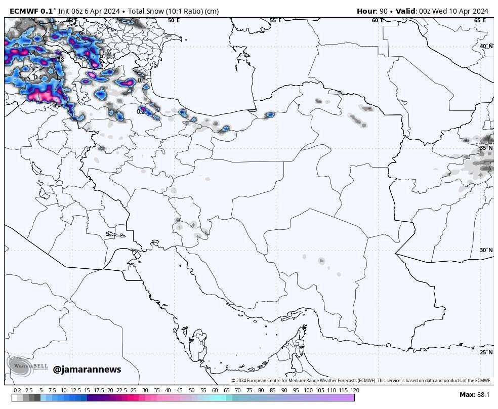 در این مناطق ایران برف بهاری می‌بارد