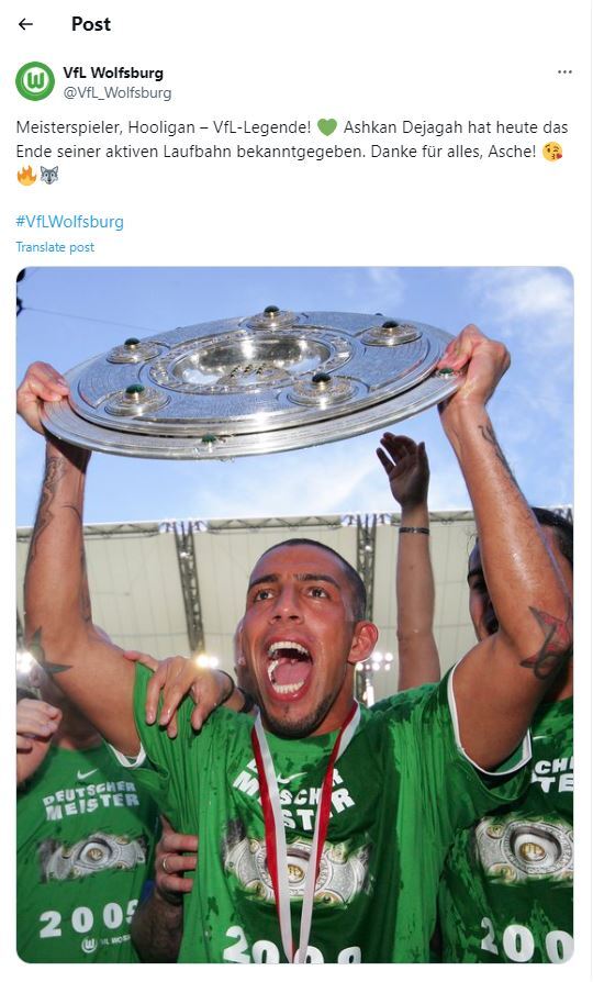 واکنش باشگاه ولفسبورگ به خداحافظی اشکان دژاگه