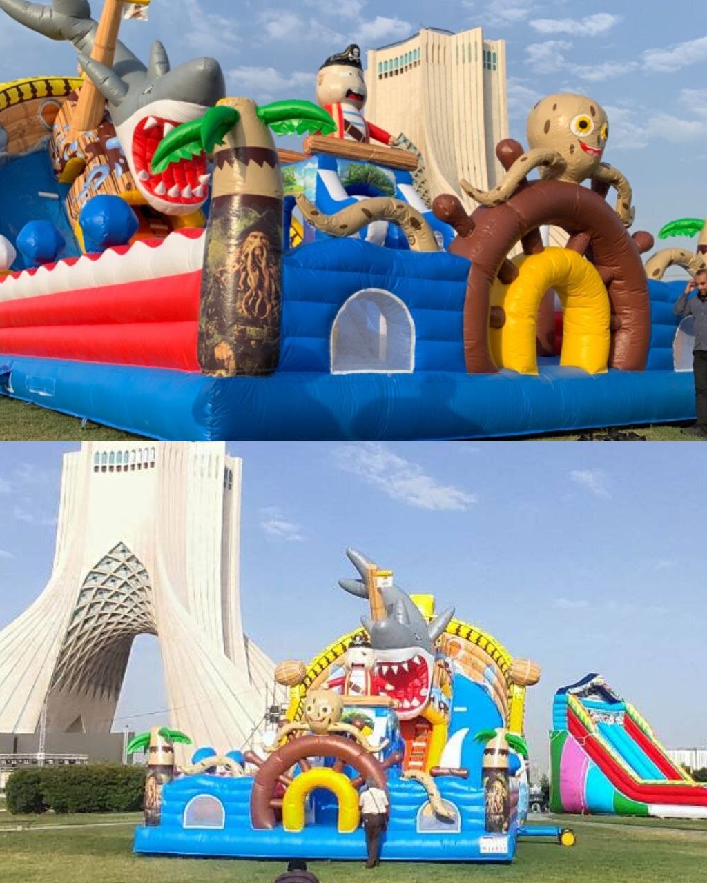 تصویری عجیب از یک شهربازی سیار در کنار میدان آزادی!