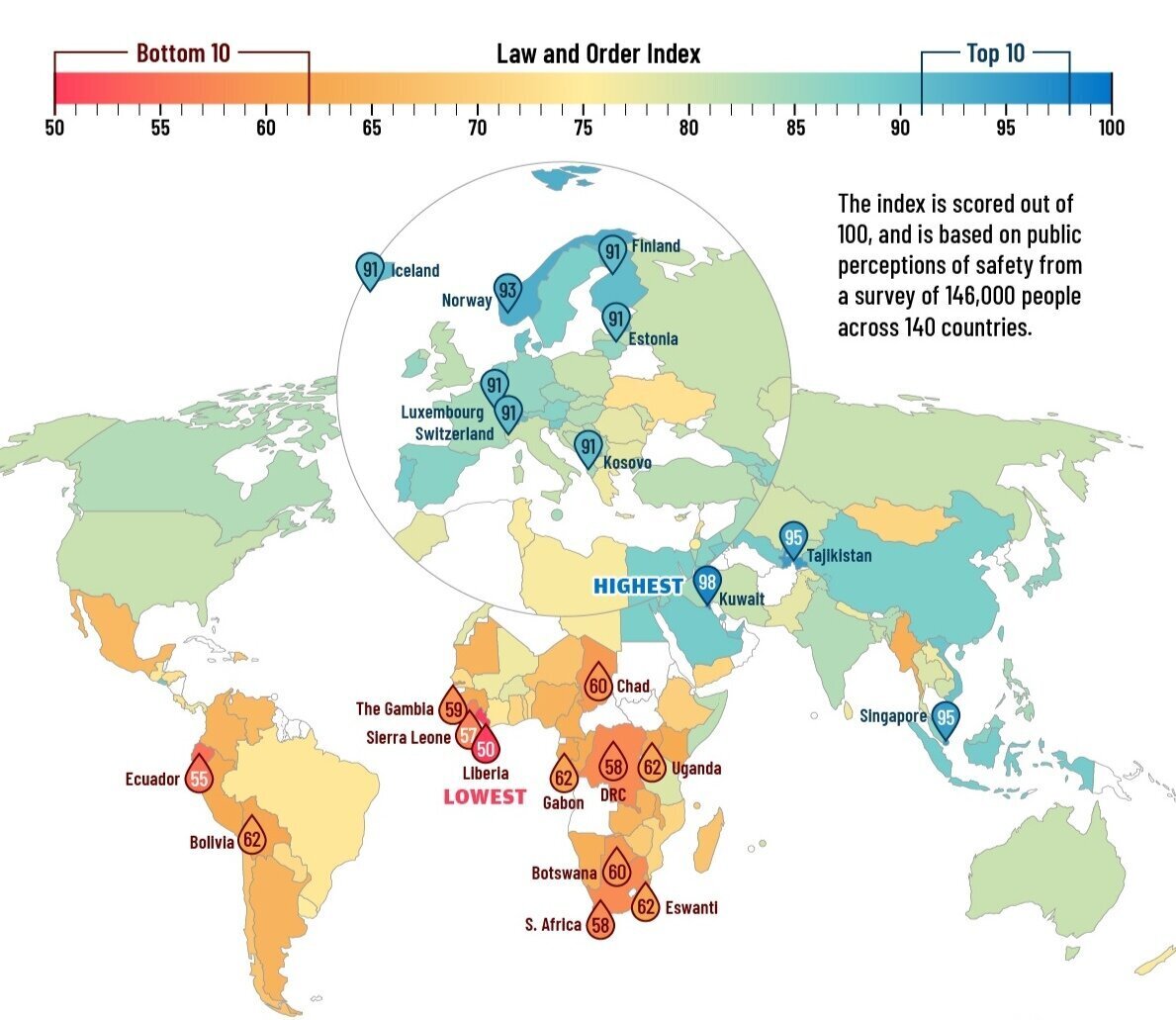 امن‌ترین کشور‌های جهان معرفی شد