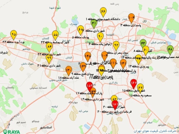 هوای ۱۲ ناحیه پایتخت ناسالم شد